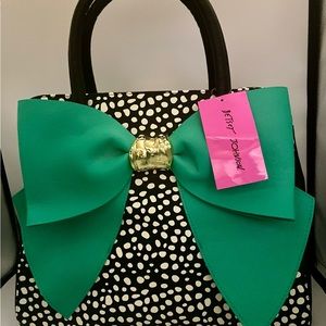 Oh Bow Spot oversized satchel with original tag from designer Betsey Johnson.